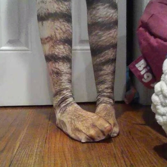 New 3D Over The Knee Realistic Fur Cat Lightweight Socks / Stretch Stockings - Picture 3 of 12